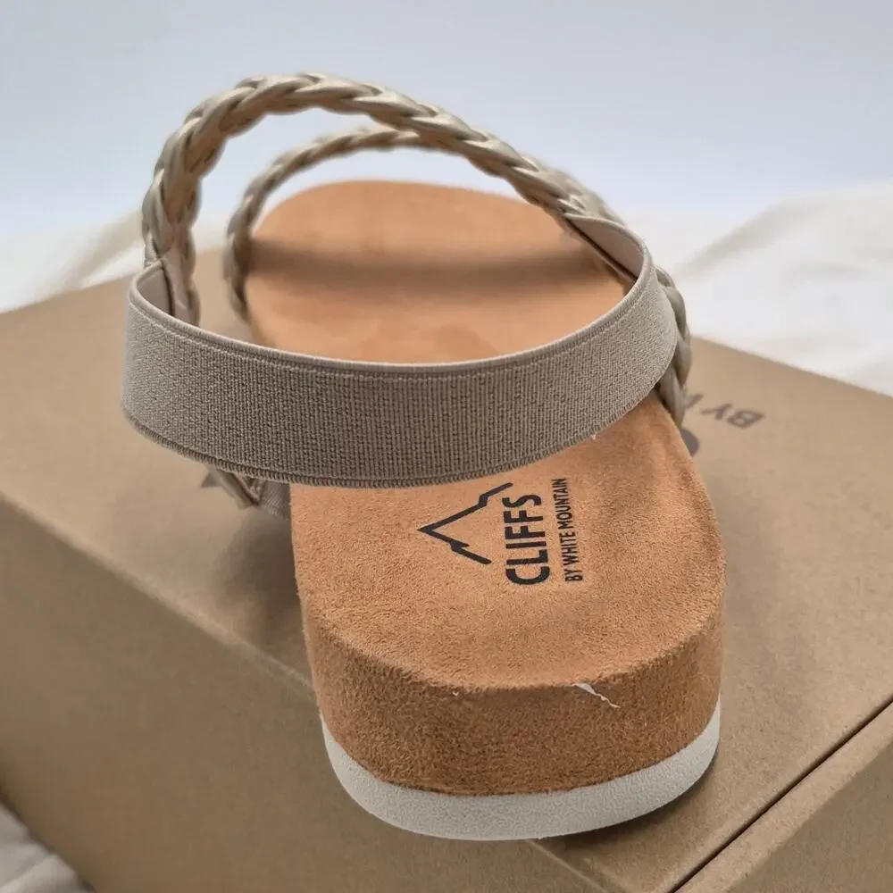 NEW Cliffs by White Mountain Treat Slingback Sandal Slide slip on Platino Sz 10